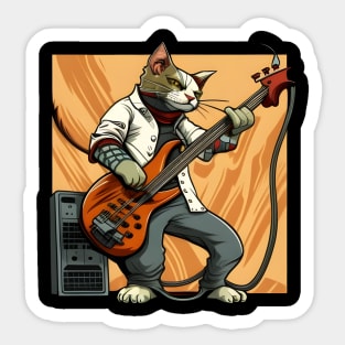 Funny Cat Playing Guitar - Cat Lover Sticker